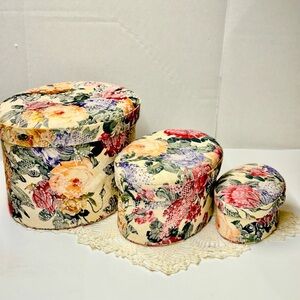 Decorative vintage French boudoir nesting sewing boxes